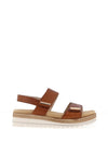 Remonte Leather Velcro Strap Low Wedge Sandals, Brown