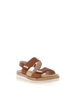 Remonte Leather Velcro Strap Low Wedge Sandals, Brown
