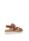 Remonte Leather Velcro Strap Low Wedge Sandals, Brown