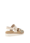 Remonte Leather Velcro Strap Low Wedge Sandals, Beige Multi