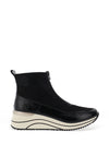 Remonte Zip Front Wedge Boot, Black