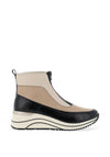 Remonte Zip Front Wedge Boots, Beige Multi