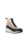Remonte Zip Front Wedge Boots, Beige Multi