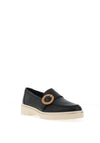 Remonte Buckle Low Platform Loafers, Black