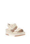 Remonte Leather Velcro Strap Sandals, Metallic Beige