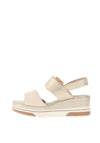 Remonte Leather Velcro Strap Sandals, Metallic Beige