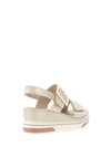 Remonte Leather Velcro Strap Sandals, Metallic Beige