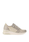 Remonte Shimmer Printed Wedge Trainers, Metallic