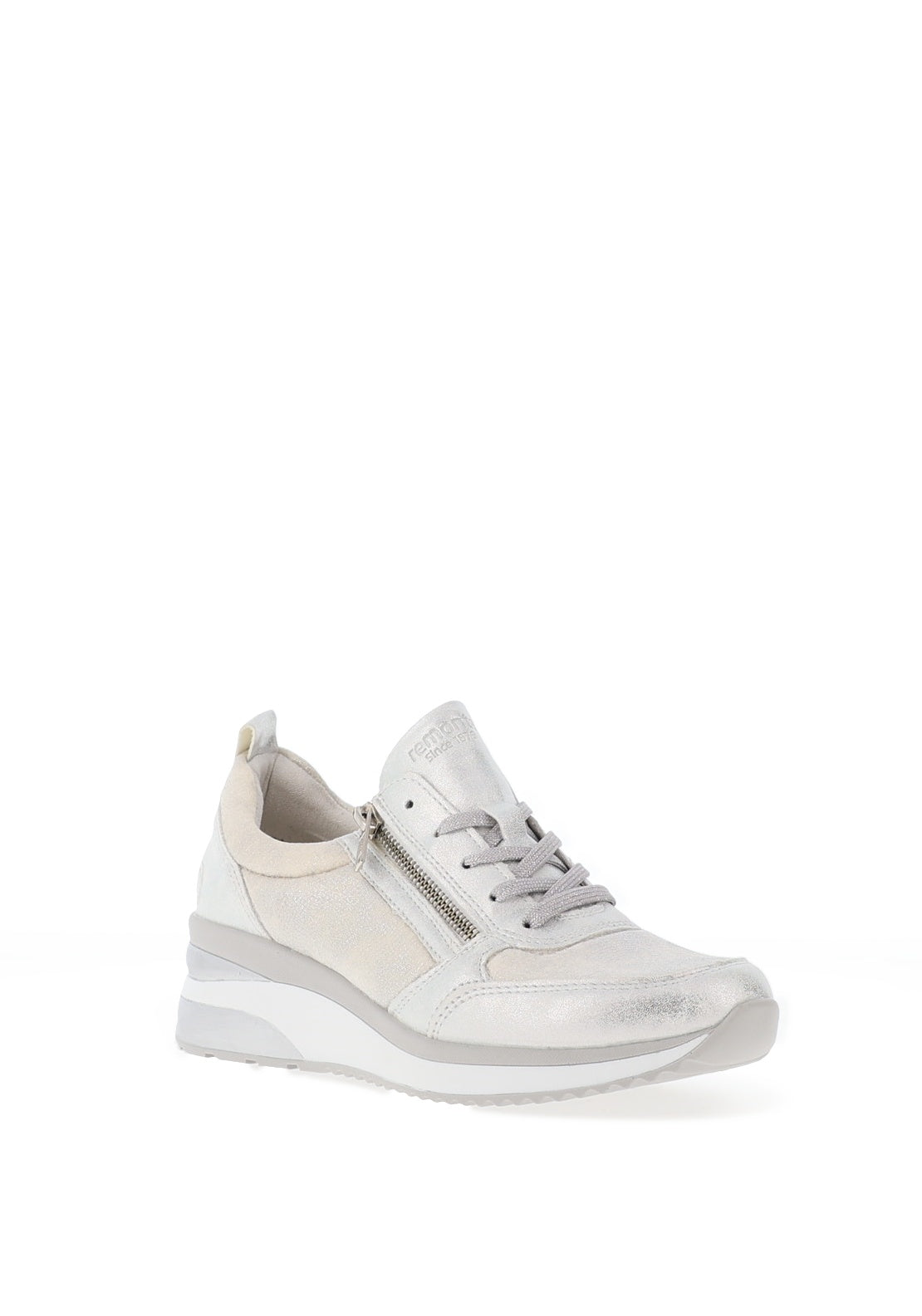 Remonte Shimmer Printed Wedge Trainers, Metallic Silver