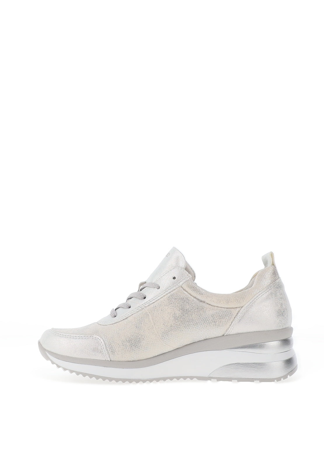 Remonte Shimmer Printed Wedge Trainers, Metallic Silver