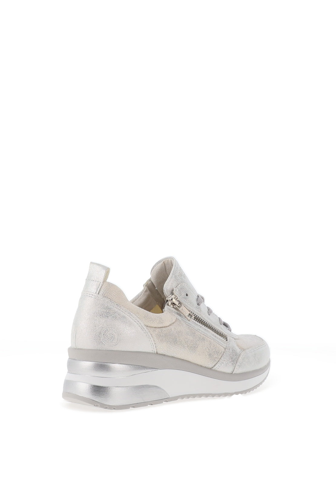 Remonte Shimmer Printed Wedge Trainers, Metallic Silver