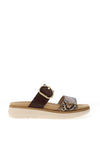 Remonte Leather Snake Printed Mule Sandals, Brown