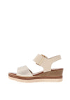 Remonte Leather Buckle Wedge Sandals, Beige