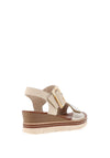 Remonte Leather Buckle Wedge Sandals, Beige