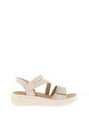Remonte Leather Velcro Strap Reptile Printed Sandals, Beige