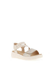 Remonte Leather Velcro Strap Reptile Printed Sandals, Beige