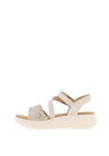 Remonte Leather Velcro Strap Reptile Printed Sandals, Beige
