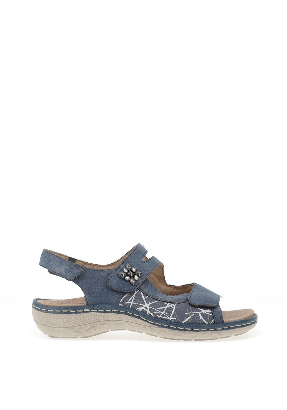 Remonte Printed Velcro Sandals Trainers, Denim Blue