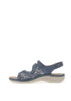 Remonte Printed Velcro Sandals Trainers, Denim Blue
