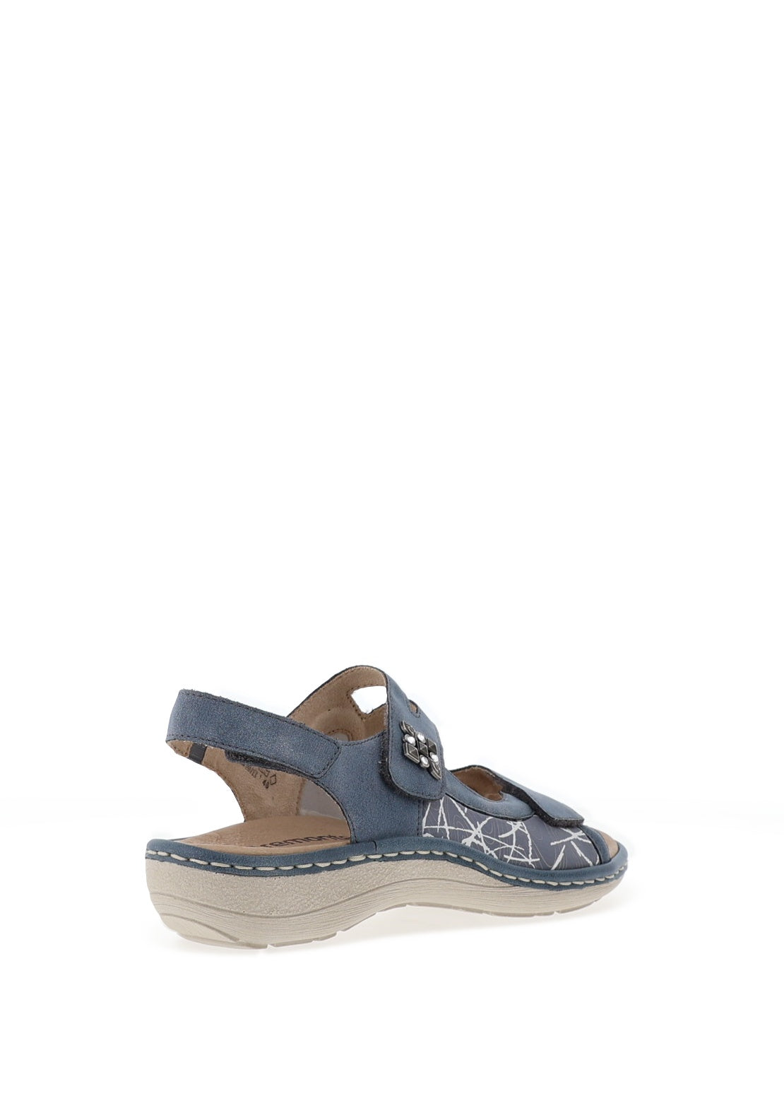 Remonte Printed Velcro Sandals Trainers, Denim Blue
