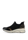 Remonte Leopard Print Wedge Trainers, Black