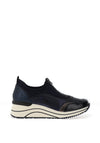 Remonte Croc Print Shimmer Wedge Trainers, Navy