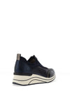 Remonte Croc Print Shimmer Wedge Trainers, Navy