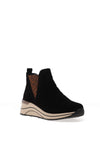 Remonte Suede Cheetah Detail Wedge Ankle Boots, Black