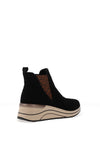 Remonte Suede Cheetah Detail Wedge Ankle Boots, Black