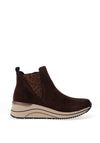 Remonte Suede Cheetah Detail Wedge Ankle Boots, Brown