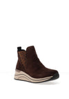 Remonte Suede Cheetah Detail Wedge Ankle Boots, Brown