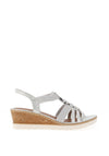 Remonte Shimmer Multi Strap Wedge Sandals, White & Silver