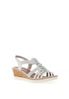Remonte Shimmer Multi Strap Wedge Sandals, White & Silver