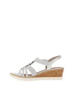 Remonte Shimmer Multi Strap Wedge Sandals, White & Silver