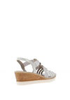 Remonte Shimmer Multi Strap Wedge Sandals, White & Silver