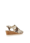Remonte Shimmer Multi Strap Wedge Sandals, Gold