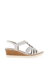 Remonte Shimmer Multi Strap Wedge Sandals, Silver