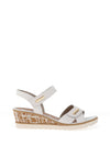 Remonte Leather Velcro Strap Low Wedge Sandals, White