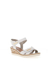 Remonte Leather Velcro Strap Low Wedge Sandals, White