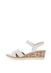Remonte Leather Velcro Strap Low Wedge Sandals, White