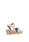 Remonte Leather Velcro Strap Low Wedge Sandals, White