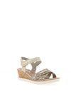 Remonte Leather Velcro Strap Low Wedge Sandals, Gold