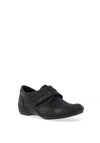 Remonte Leather Shimmer Floral Print Velcro Shoes, Black