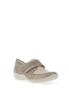 Remonte Leather Shimmer Floral Print Velcro Shoes, Metallic Beige