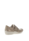 Remonte Leather Shimmer Floral Print Velcro Shoes, Metallic Beige