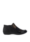 Remonte Mixed Leather Side Zip Shoes, Black
