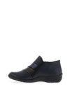 Remonte Mixed Leather Side Zip Shoes, Navy