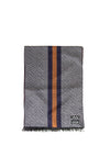 Remus Uomo Herringbone & Stripe Print Scarf, Navy