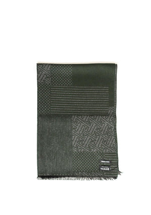 Remus Uomo Abstract Print Scarf, Dark Green & Grey