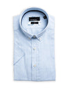 Remus Uomo Ashton Linen Blend Short Sleeve Shirt, Light Blue